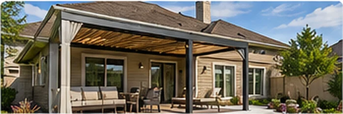 Pergola positioned beside a home patio